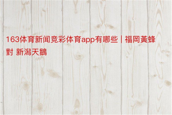 163体育新闻竞彩体育app有哪些 | 福岡黃蜂 對 新潟天鵝